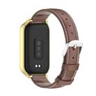 For Xiaomi Smart Band 9 Active / Redmi Band 3 Mijobs Metal Shell Genuine Leather Watch Band(Brown Gold) - 3