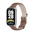 For Xiaomi Smart Band 9 Active / Redmi Band 3 Mijobs Metal Shell Genuine Leather Watch Band(Brown Silver) - 1