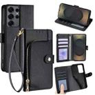 For Samsung Galaxy S25 Ultra 5G Zipper Bag Leather Phone Case(Black) - 1