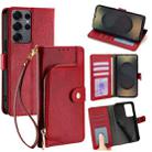For Samsung Galaxy S25 Ultra 5G Zipper Bag Leather Phone Case(Red) - 1