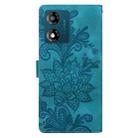 For Motorola Moto E13 Lace Floral Embossed Magnetic Buckle PU Phone Case With Wrist Strap(Green) - 3