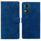 For Motorola Moto E13 Lace Floral Embossed Magnetic Buckle PU Phone Case With Wrist Strap(Blue) - 1