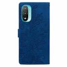 For Motorola Moto E20 Lace Floral Embossed Magnetic Buckle PU Phone Case With Wrist Strap(Blue) - 3