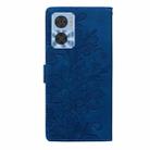 For Motorola Moto E22 / E22i Lace Floral Embossed Magnetic Buckle PU Phone Case With Wrist Strap(Blue) - 3