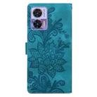 For Motorola Edge 30 Lace Floral Embossed Magnetic Buckle PU Phone Case With Wrist Strap(Green) - 3