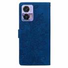 For Motorola Edge 30 Lace Floral Embossed Magnetic Buckle PU Phone Case With Wrist Strap(Blue) - 3