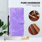 For Motorola Edge+ 2023 Lace Floral Embossed Magnetic Buckle PU Phone Case With Wrist Strap(Purple) - 2