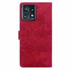 For Motorola Edge+ 2023 Lace Floral Embossed Magnetic Buckle PU Phone Case With Wrist Strap(Red) - 3