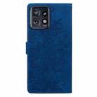 For Motorola Edge+ 2023 Lace Floral Embossed Magnetic Buckle PU Phone Case With Wrist Strap(Blue) - 3