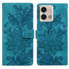 For Motorola Moto G 5G 2023 Lace Floral Embossed Magnetic Buckle PU Phone Case With Wrist Strap(Green) - 1