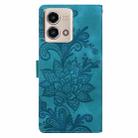 For Motorola Moto G 5G 2023 Lace Floral Embossed Magnetic Buckle PU Phone Case With Wrist Strap(Green) - 3