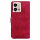 For Motorola Moto G 5G 2023 Lace Floral Embossed Magnetic Buckle PU Phone Case With Wrist Strap(Red) - 3