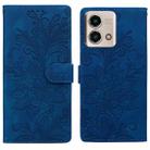 For Motorola Moto G 5G 2023 Lace Floral Embossed Magnetic Buckle PU Phone Case With Wrist Strap(Blue) - 1