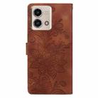 For Motorola Moto G 5G 2023 Lace Floral Embossed Magnetic Buckle PU Phone Case With Wrist Strap(Brown) - 3