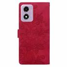 For Motorola Moto G Play 2024 Lace Floral Embossed Magnetic Buckle PU Phone Case With Wrist Strap(Red) - 3