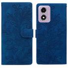 For Motorola Moto G Play 2024 Lace Floral Embossed Magnetic Buckle PU Phone Case With Wrist Strap(Blue) - 1