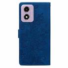 For Motorola Moto G Play 2024 Lace Floral Embossed Magnetic Buckle PU Phone Case With Wrist Strap(Blue) - 3