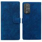 For Motorola Moto G Power 2022 Lace Floral Embossed Magnetic Buckle PU Phone Case With Wrist Strap(Blue) - 1