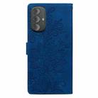 For Motorola Moto G Power 2022 Lace Floral Embossed Magnetic Buckle PU Phone Case With Wrist Strap(Blue) - 3