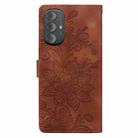 For Motorola Moto G Power 2022 Lace Floral Embossed Magnetic Buckle PU Phone Case With Wrist Strap(Brown) - 3