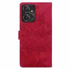 For Motorola Moto G Power 2023 Lace Floral Embossed Magnetic Buckle PU Phone Case With Wrist Strap(Red) - 3