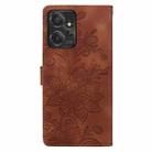 For Motorola Moto G Power 2023 Lace Floral Embossed Magnetic Buckle PU Phone Case With Wrist Strap(Brown) - 3