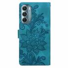 For Motorola Moto G Stylus 5G 2022 Lace Floral Embossed Magnetic Buckle PU Phone Case With Wrist Strap(Green) - 3