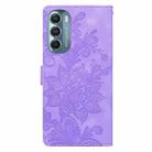 For Motorola Moto G Stylus 5G 2022 Lace Floral Embossed Magnetic Buckle PU Phone Case With Wrist Strap(Purple) - 3