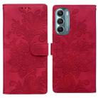 For Motorola Moto G Stylus 5G 2022 Lace Floral Embossed Magnetic Buckle PU Phone Case With Wrist Strap(Red) - 1