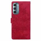 For Motorola Moto G Stylus 5G 2022 Lace Floral Embossed Magnetic Buckle PU Phone Case With Wrist Strap(Red) - 3