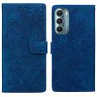 For Motorola Moto G Stylus 5G 2022 Lace Floral Embossed Magnetic Buckle PU Phone Case With Wrist Strap(Blue) - 1