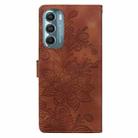 For Motorola Moto G Stylus 5G 2022 Lace Floral Embossed Magnetic Buckle PU Phone Case With Wrist Strap(Brown) - 3