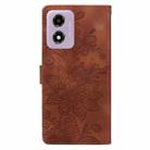 For Motorola Moto G04 / E14 / G24 Lace Floral Embossed Magnetic Buckle PU Phone Case With Wrist Strap(Brown) - 3