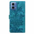 For Motorola Moto G24 Lace Floral Embossed Magnetic Buckle PU Phone Case With Wrist Strap(Green) - 3