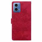 For Motorola Moto G24 Lace Floral Embossed Magnetic Buckle PU Phone Case With Wrist Strap(Red) - 3