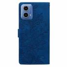 For Motorola Moto G24 Lace Floral Embossed Magnetic Buckle PU Phone Case With Wrist Strap(Blue) - 3