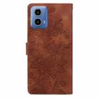 For Motorola Moto G24 Lace Floral Embossed Magnetic Buckle PU Phone Case With Wrist Strap(Brown) - 3