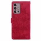 For Motorola Moto G30 / G10 / G20 Lace Floral Embossed Magnetic Buckle PU Phone Case With Wrist Strap(Red) - 3