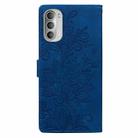 For Motorola Moto G51 5G Lace Floral Embossed Magnetic Buckle PU Phone Case With Wrist Strap(Blue) - 3