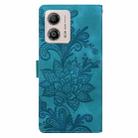 For Motorola Moto G53 / G13 / G23 Lace Floral Embossed Magnetic Buckle PU Phone Case With Wrist Strap(Green) - 3