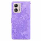 For Motorola Moto G53 / G13 / G23 Lace Floral Embossed Magnetic Buckle PU Phone Case With Wrist Strap(Purple) - 3