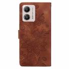 For Motorola Moto G53 / G13 / G23 Lace Floral Embossed Magnetic Buckle PU Phone Case With Wrist Strap(Brown) - 3