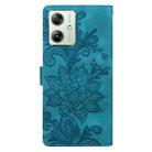 For Motorola Moto G54 / G64 Lace Floral Embossed Magnetic Buckle PU Phone Case With Wrist Strap(Green) - 3