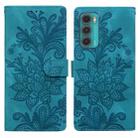 For Motorola Moto G60 Lace Floral Embossed Magnetic Buckle PU Phone Case With Wrist Strap(Green) - 1