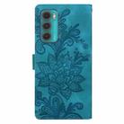 For Motorola Moto G60 Lace Floral Embossed Magnetic Buckle PU Phone Case With Wrist Strap(Green) - 3