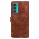 For Motorola Moto G60 Lace Floral Embossed Magnetic Buckle PU Phone Case With Wrist Strap(Brown) - 3