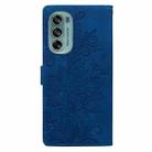 For Motorola Moto G62 5G Lace Floral Embossed Magnetic Buckle PU Phone Case With Wrist Strap(Blue) - 3