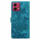 For Motorola Moto G84 Lace Floral Embossed Magnetic Buckle PU Phone Case With Wrist Strap(Green) - 3