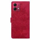 For Motorola Moto G84 Lace Floral Embossed Magnetic Buckle PU Phone Case With Wrist Strap(Red) - 3