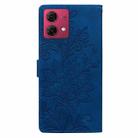 For Motorola Moto G84 Lace Floral Embossed Magnetic Buckle PU Phone Case With Wrist Strap(Blue) - 3